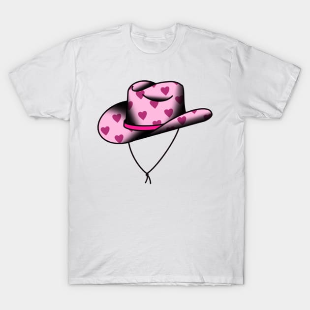 Heart Print Pink Cowboy Hat T-Shirt by drawingsbydarcy